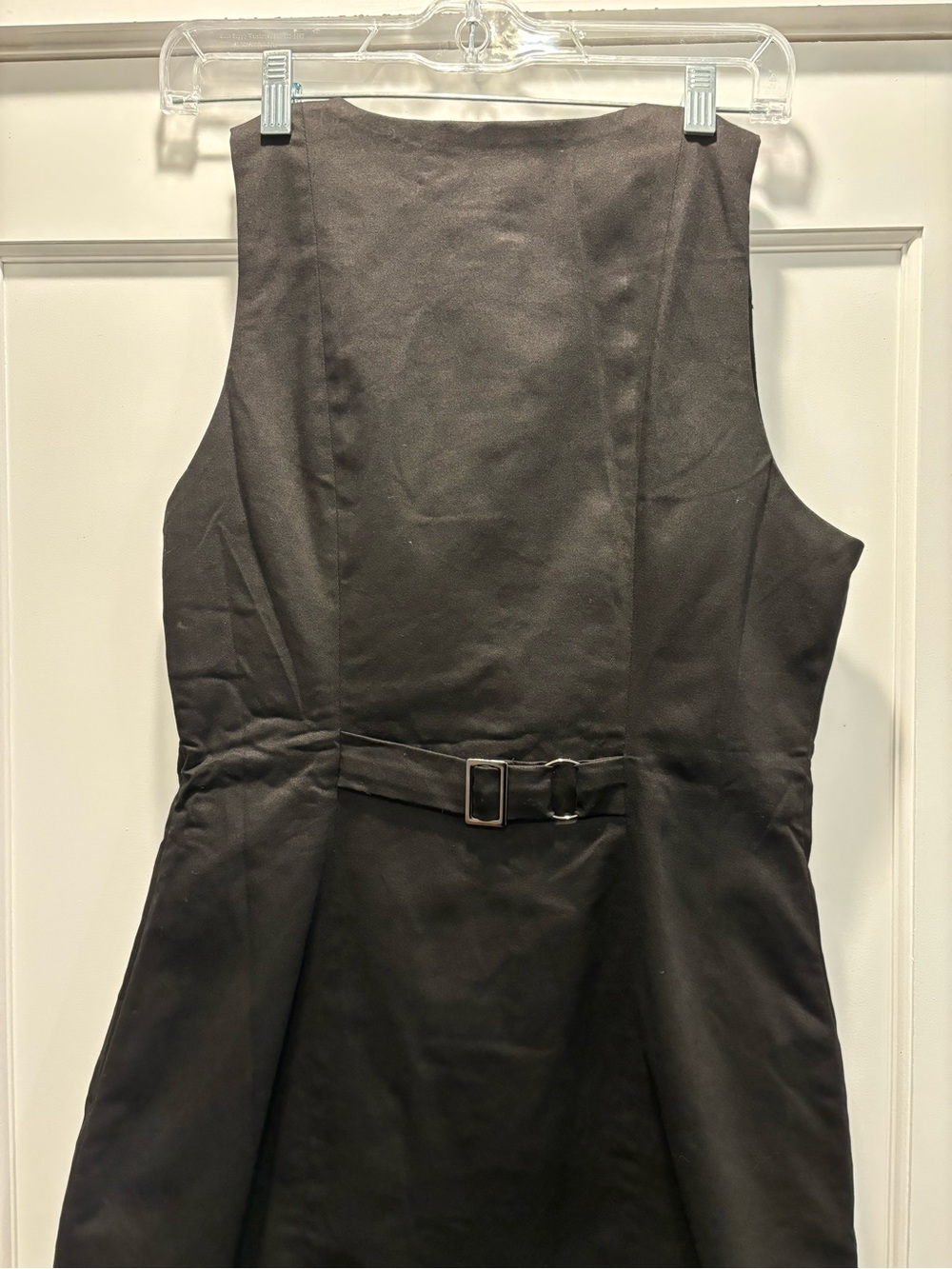 Commense NEW Black Faux Button Front Mini Dress Sleeveless Cotton Womens M - Picture 3 of 15